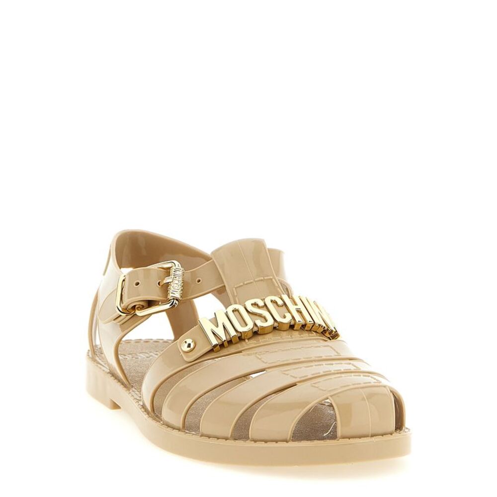 Moschino Beige Pvc Flat Women's Sandals - Picture 2 of 4